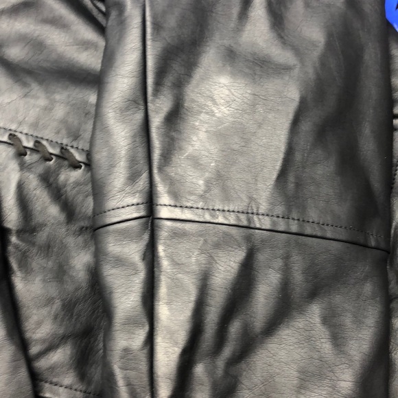 Plus Size 14 16 20 Black Faux Leather Biker Jacket - Picture 7 of 8